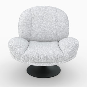 Fauteuil pivotant en tissu bouclé gris chiné - Ricci