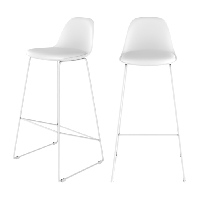 Chaise de bar Leni blanche 75 cm (lot de 2)