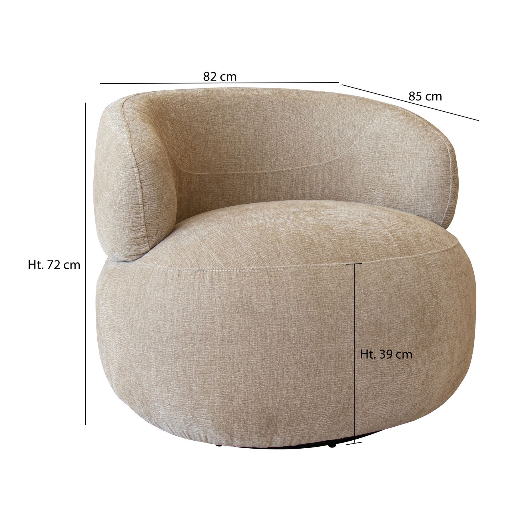 Fauteuil pivotant en velours texturé beige GLOVE