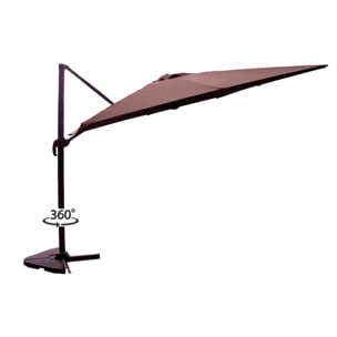 Parasol déporté et rotatif 3 x 3 m chocolat RAFAELA