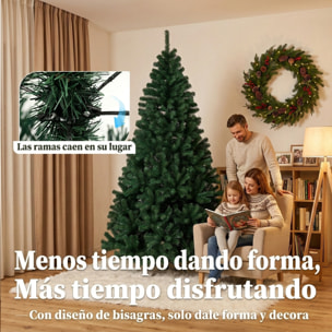 Árbol de Navidad Artificial de 230 cm, Árbol de Navidad de Abeto con Ramas Articuladas, 1300 Puntas de PVC Ignífugo, Montaje Rápido, Soporte de Acero Plegable, Verde