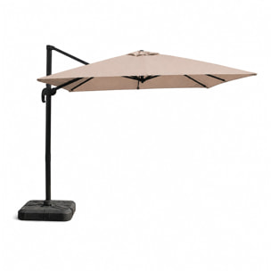 Parasol carré 3x3 déporté rotatif taupe en aluminium RAFAELA