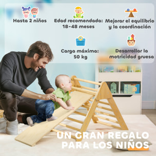 Triángulo de Escalada de Madera Escalada para Niños de 18-48 Meses con Rampa Escalador de Arco para Deslizarse o Escalar 219x72,5x68,5 cm Multicolor