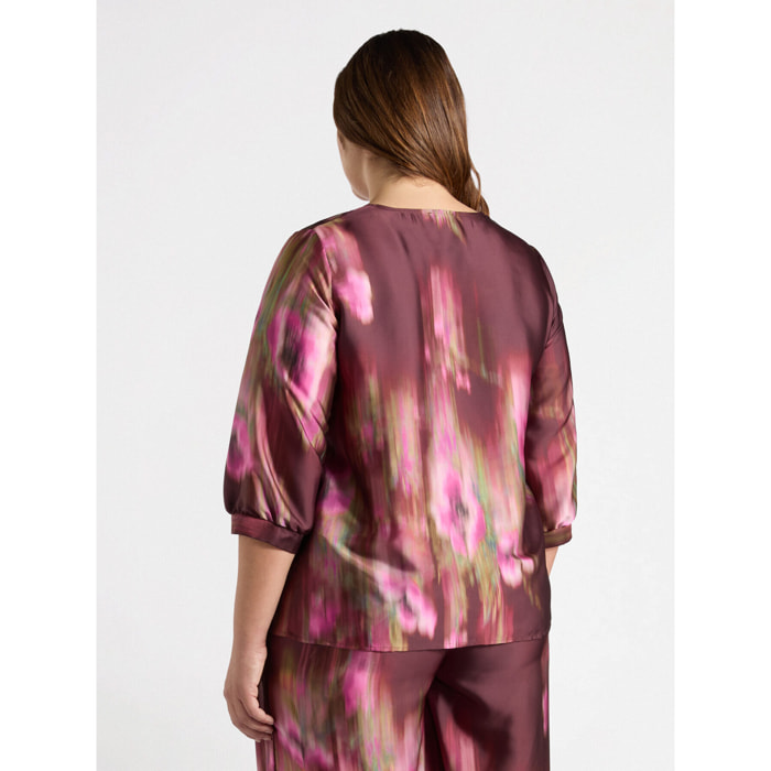 Fiorella Rubino - Blusa estampada difuminada - Fuchsia