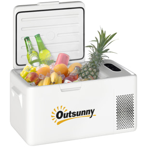 Nevera Portátil Eléctrica 16,8L Refrigerador de Coche 12/24/220V con Compresor Luz LED Pantalla Digital Modos ECO y MAX de -20℃ a +20 ℃ Puerto USB para Hogar Camping Viajes Automóvil