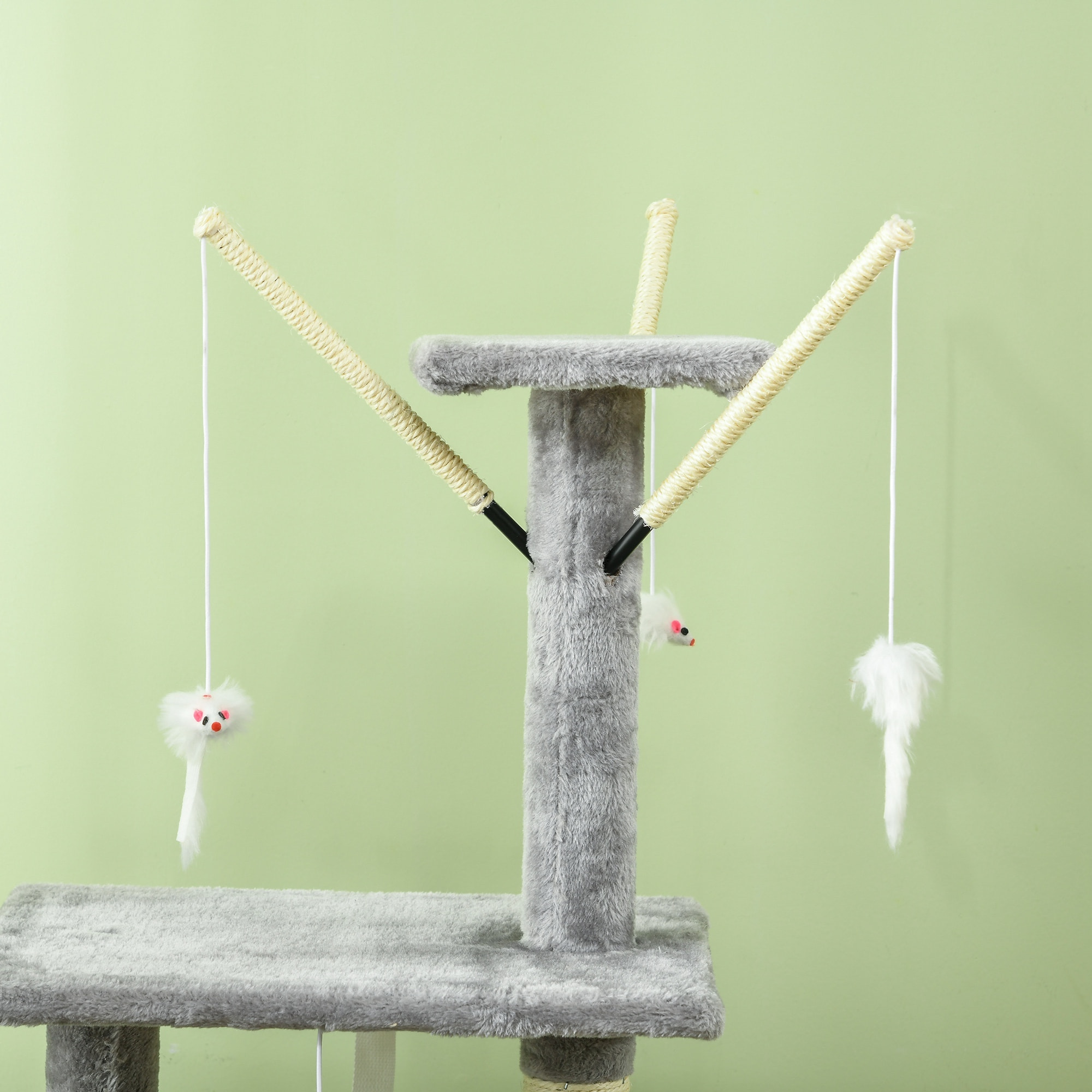 Arbre à chat multi-équipement griffoirs plateformes niche échelle hamac jouets gris