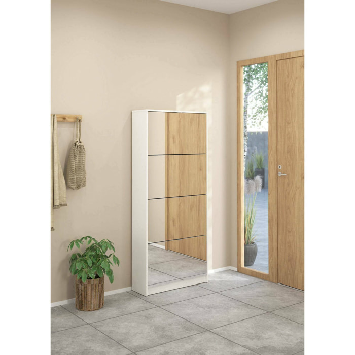 Scarpiera Aepytus, Mobile portascarpe, Armadio da ingresso multiuso, Mobiletto per calzature, 70x24 h162 cm, Bianco