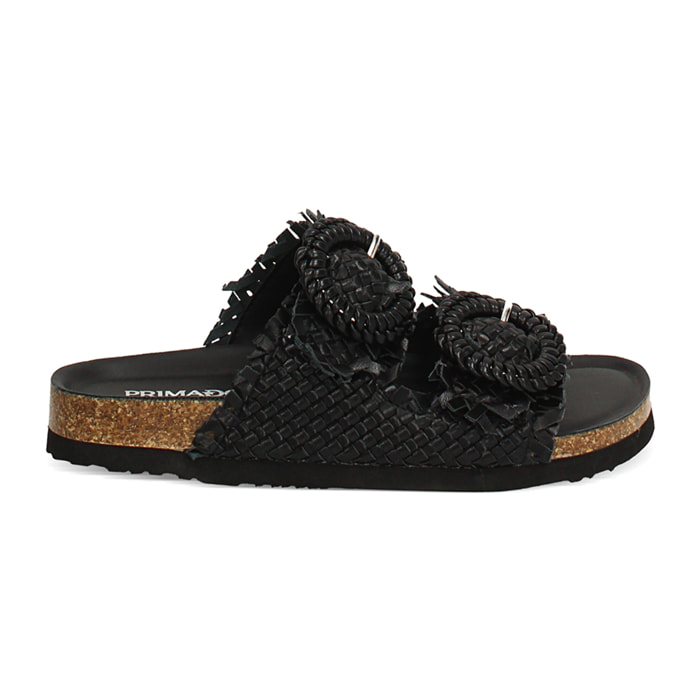 Sandalias chancla negras trenzadas