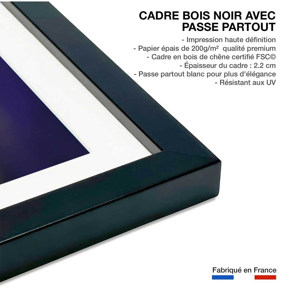 Poster la nuit jaune Affiche sous cadre noir