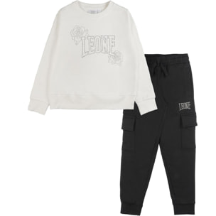 Chándal de invierno para niña Leone 1947 Nature, cuello redondo y pantalón cargo