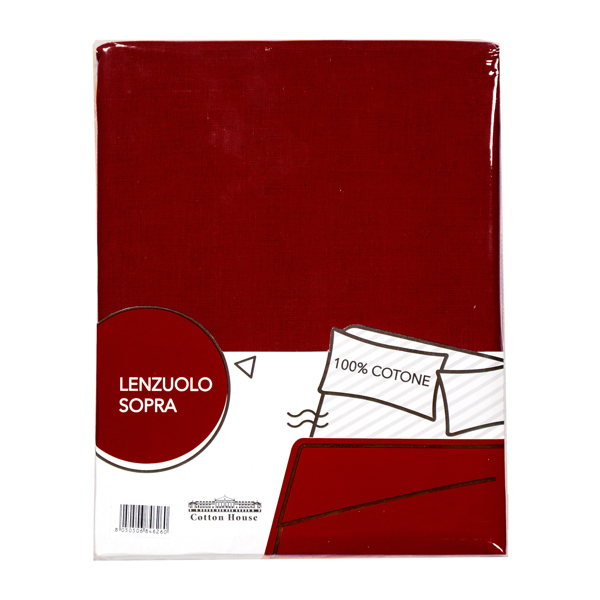 LENZUOLO SOPRA LETTO SINGOLO BORDEAUX 100% COTONE