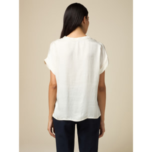 Oltre - Blusa en raso de viscosa - Blanco