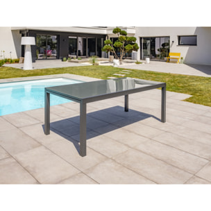 TOLEDE - Table de jardin 12 places en aluminium et plateau verre