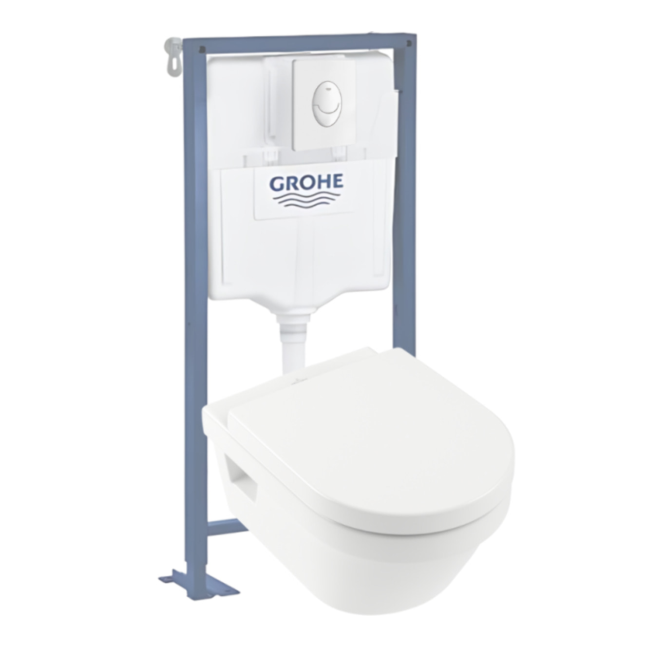 Pack WC suspendu sans bride Architectura Directflush+ abattant frein de chute + bâti-support GROHE Solido + plaque blanche