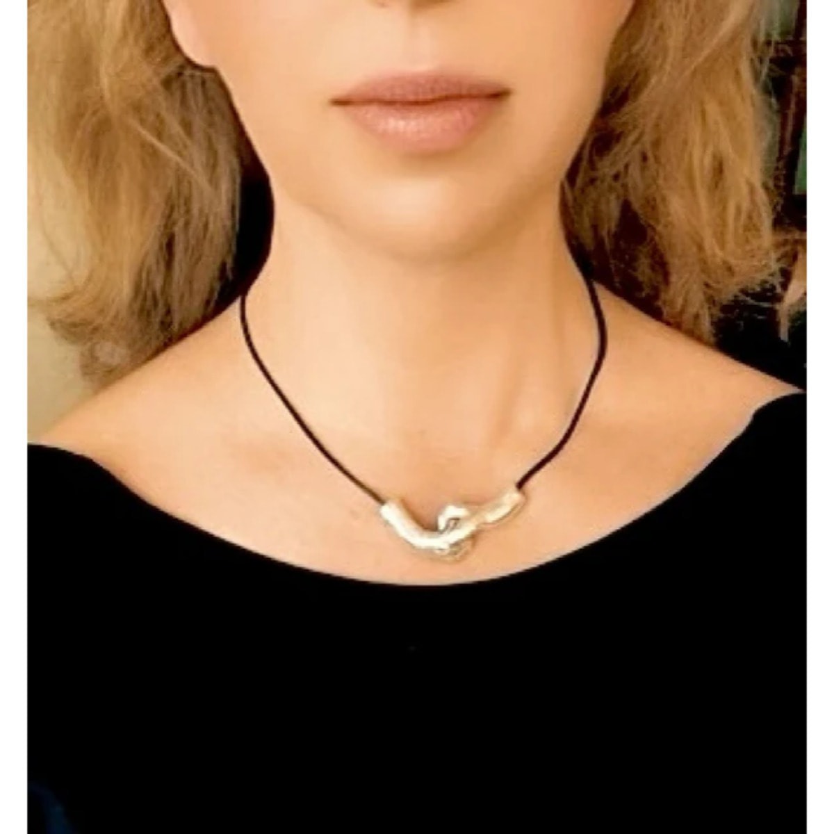 Collar unión plata 925 10µ y cuero negro