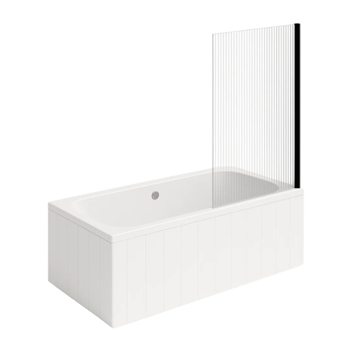 Baignoire droite VILLEROY & BOCH O.Novo 180 x 80 cm Blanc + Pare bain droite AURYS Raywall noir mat