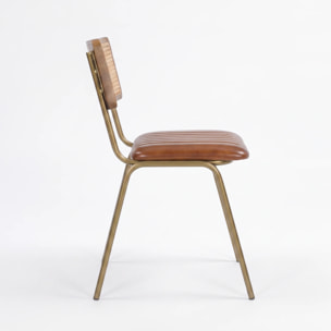 Lot de 2 chaises en cannage et cuir marron - Arsène