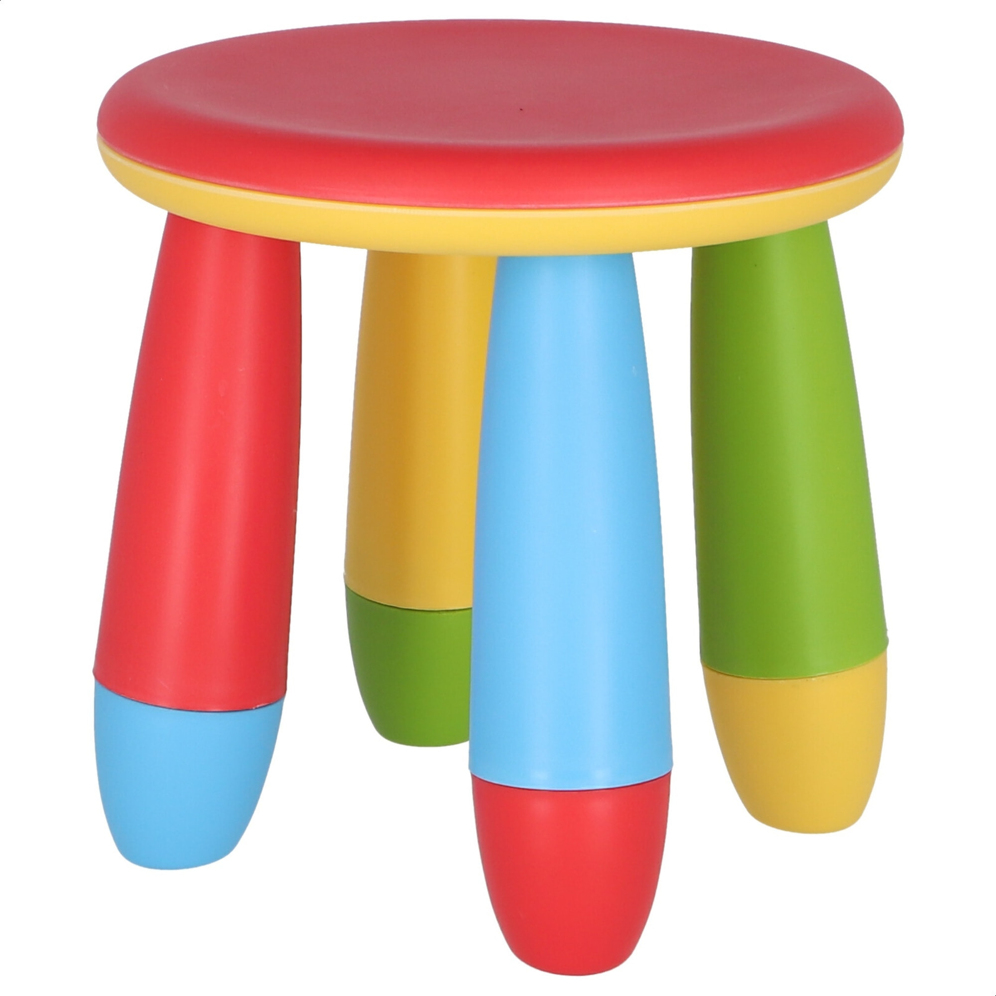 Taburete infantil rojo en plástico fuerte y resistente, diá:30 cm x h:26 cm