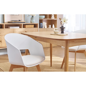 Chaise scandinave blanche et bois clair massif PRISMA