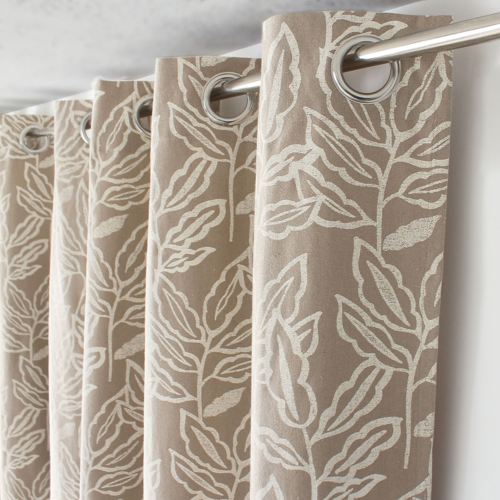 Rideau à oeillets en coton recyclé Chambray - Naturel