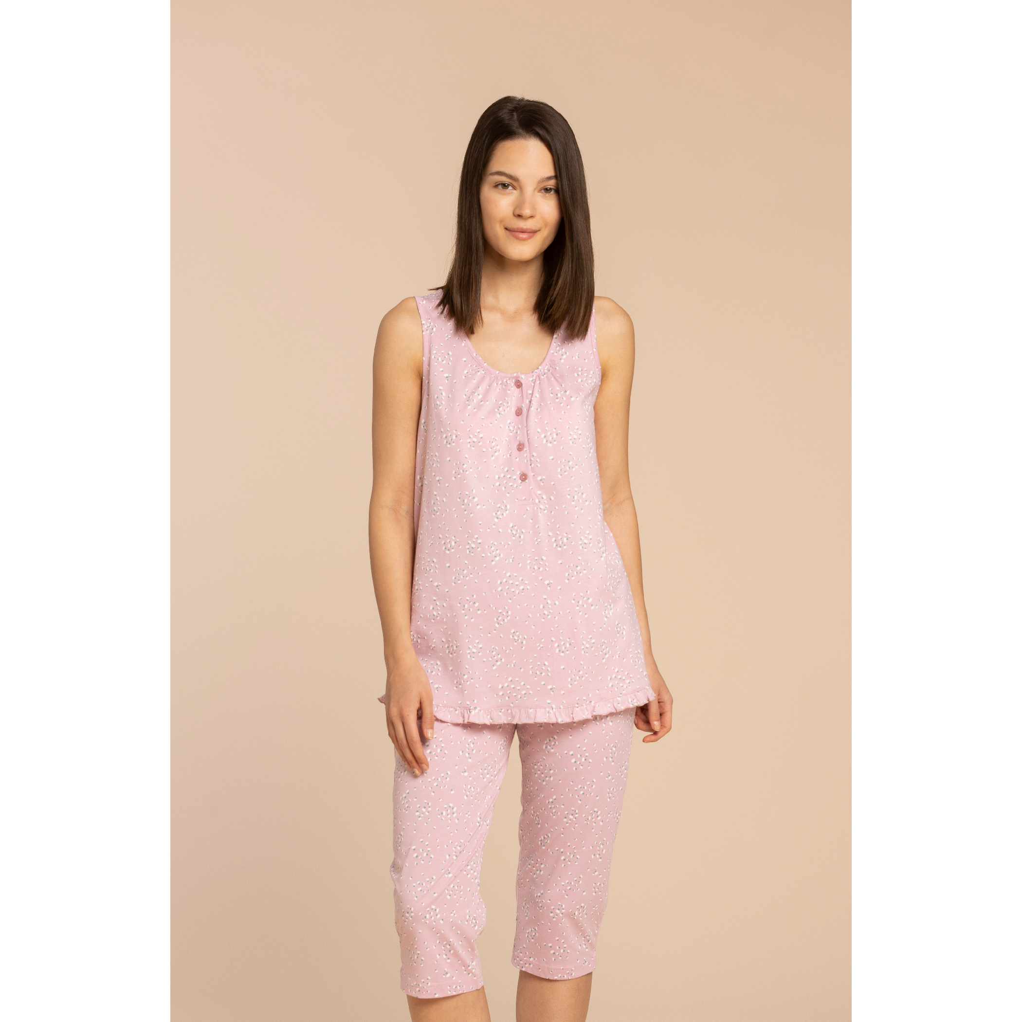 Pigiama donna top spalla larga e bermuda cotone tuly Noidinotte