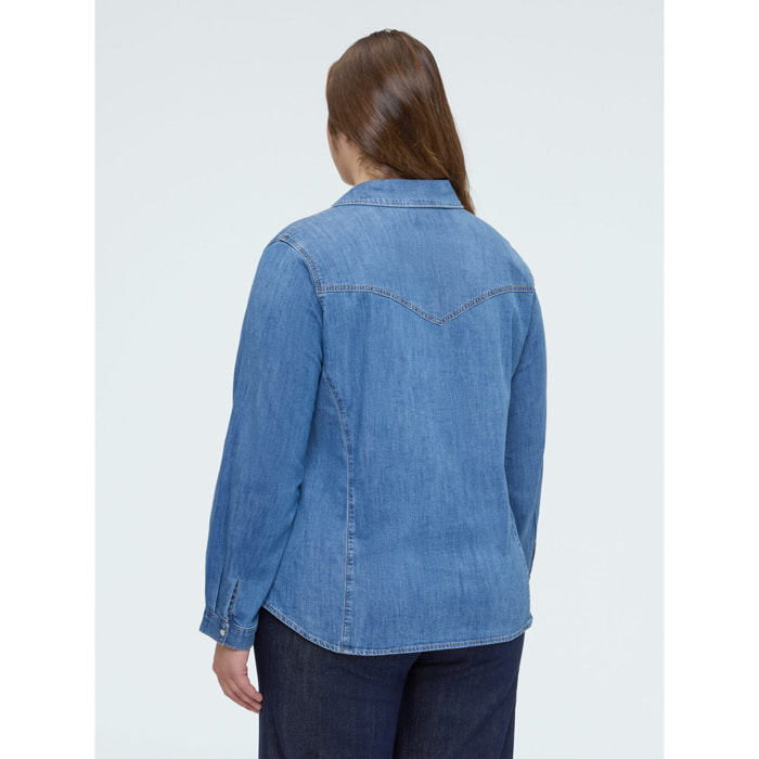 Fiorella Rubino - Camicia in denim con rouches - Blu