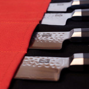 Estuche para cuchillos con asas | 100% algodón | negro y rojo
