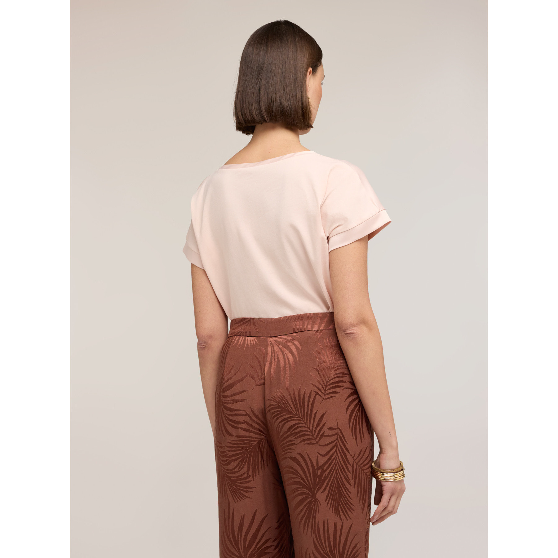 Motivi - Camiseta bimaterial mezcla de algodón - Rosa cipria