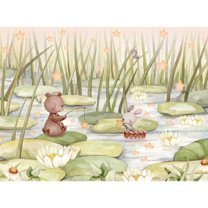 Papier peint étoiles nature chambre bébé Intissé