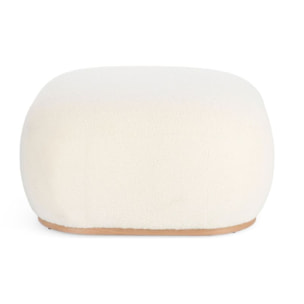 Pouf MIRIANA tessuto bianco e base in legno