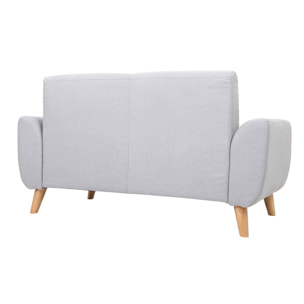 Canapé scandinave 2 places en tissu gris clair et bois clair EKTOR