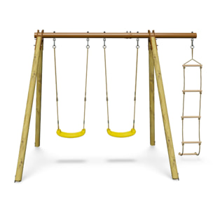 Portique bois poutre métal 1,90 m Techwood Premium PIKI - 3 enfants