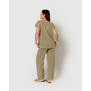 Pantalón viscosa rubio verde