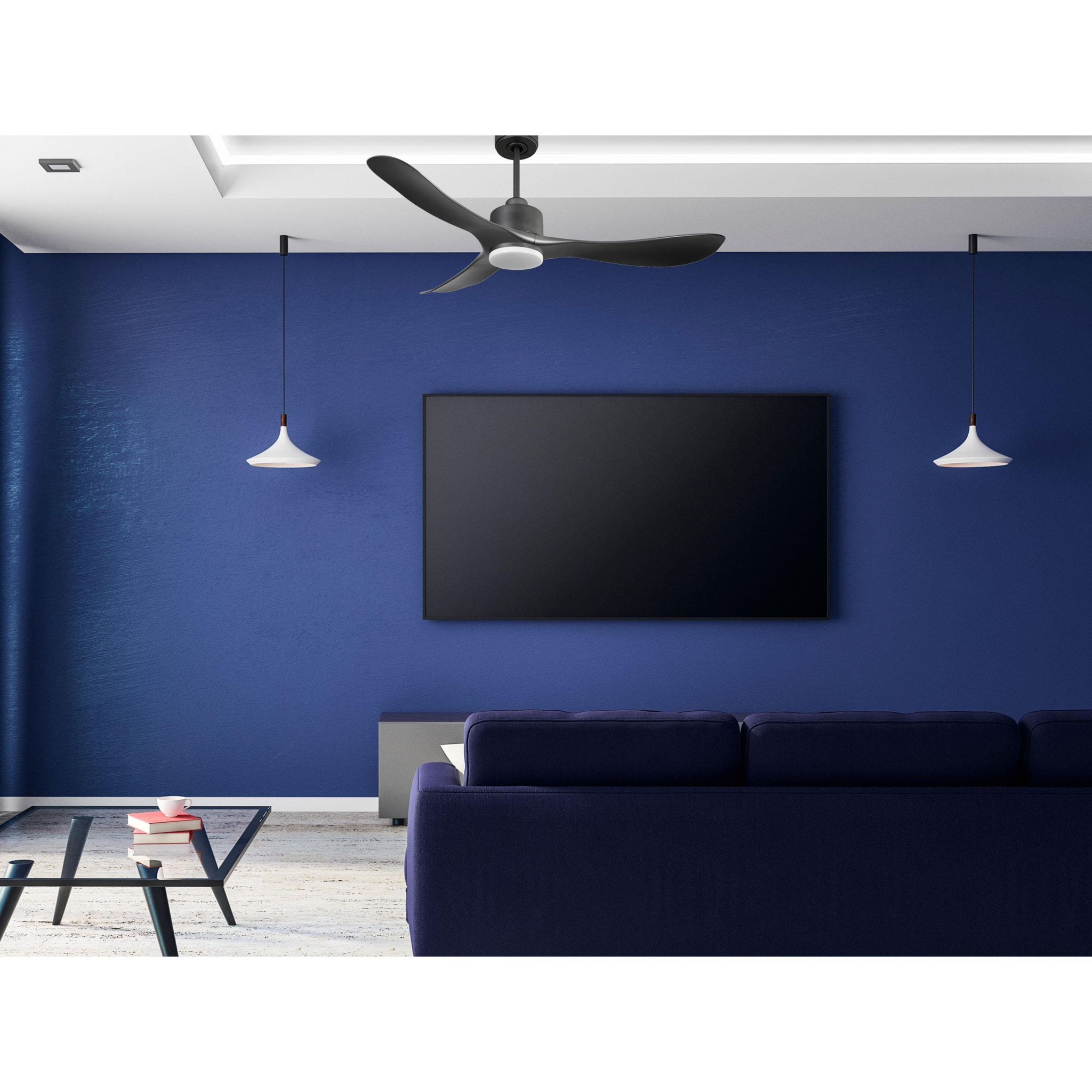 Ventilador de techo Reversible Termostato Dimable Wifi Motor DC Techos Inclinados Mando a Distancia Luz tres tonos Hypersilence Memoria TiomanD132C03LED65252 PURLINE