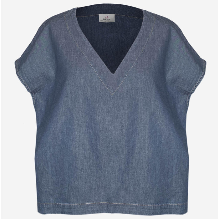 DEHA - T-shirt LINEN DENIM T-SHIRT in cotone per donna