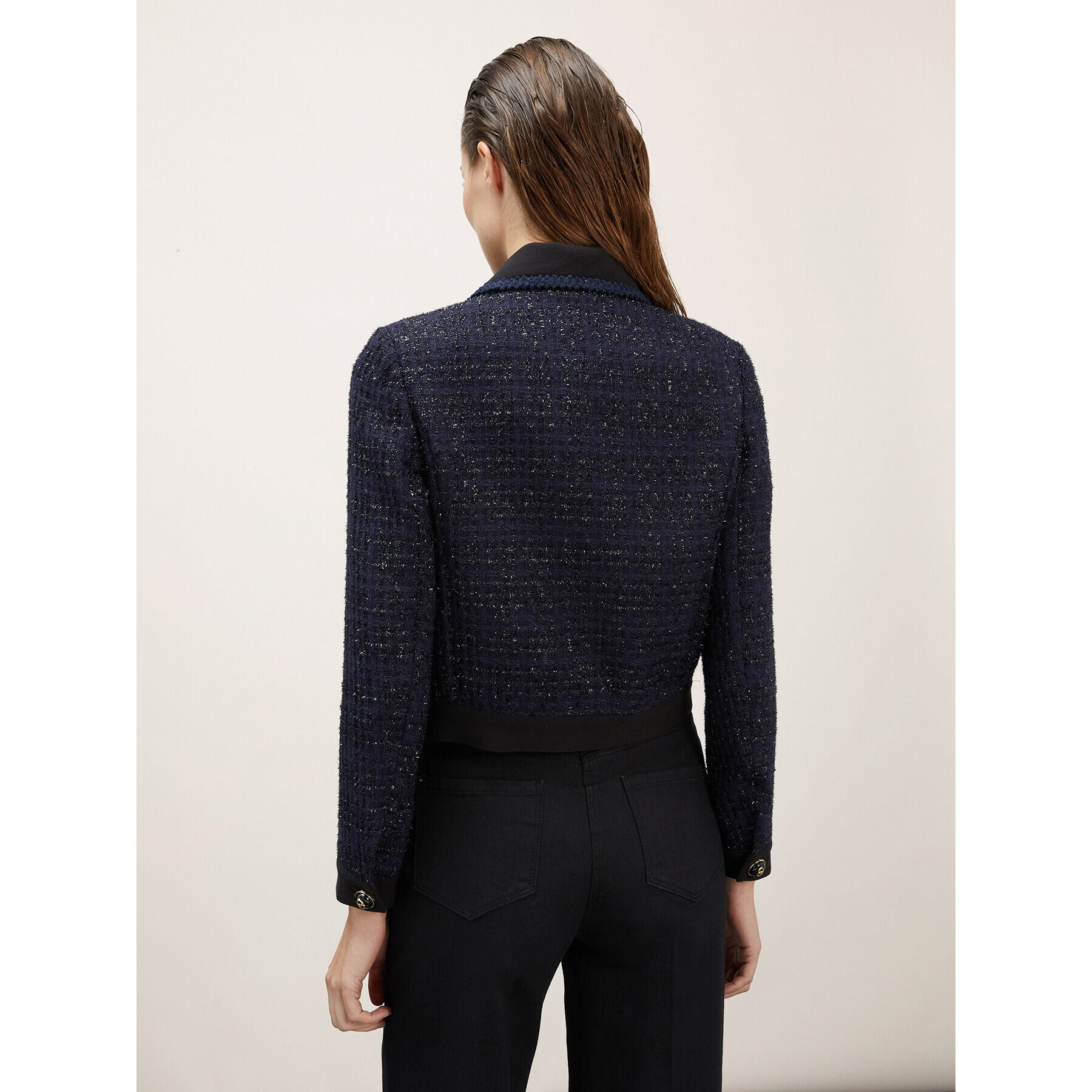 Motivi - Chaqueta de tweed con cuello - Azul