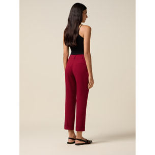 Oltre - Pantalones cropped de tejido crepé - Burgundy