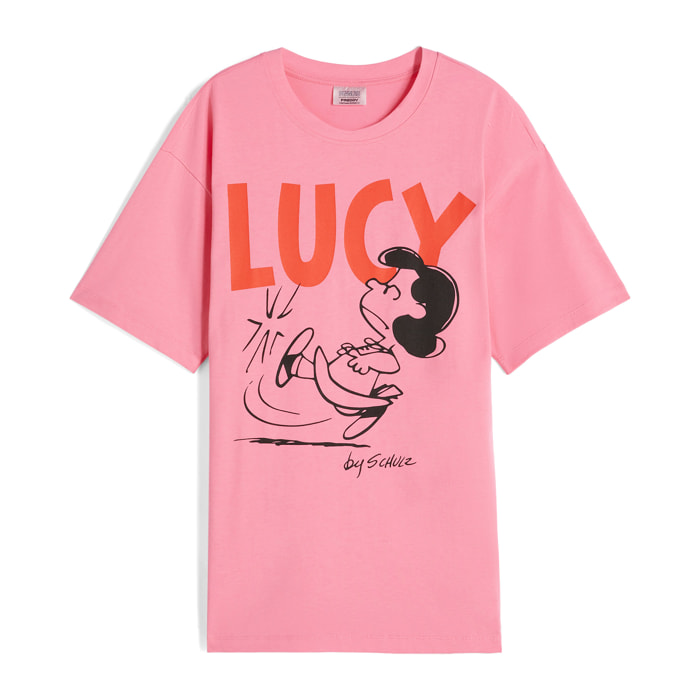 T-shirt donna oversize in jersey con grafica Peanuts