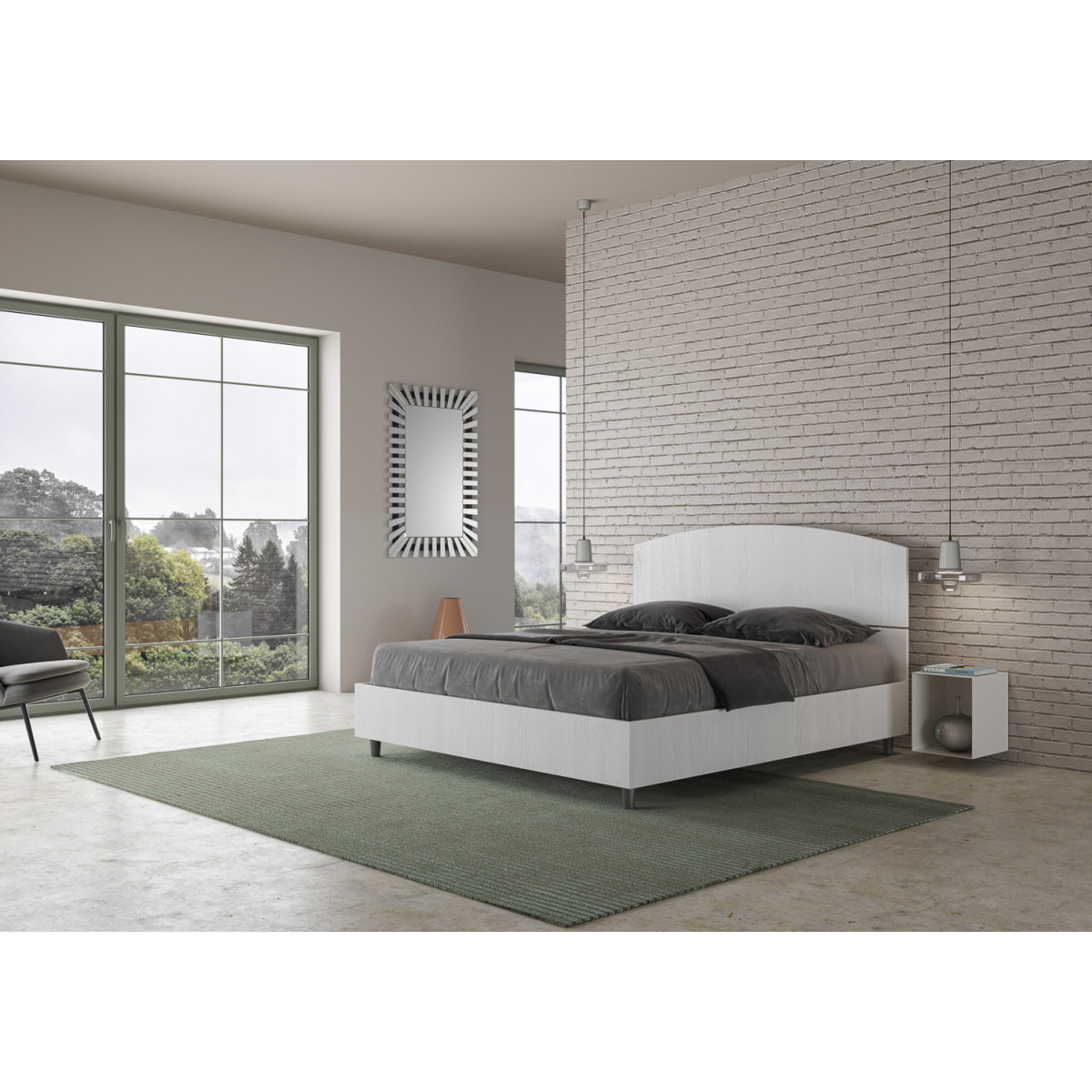 Cama con somier 160x190 fresno blanco Dora