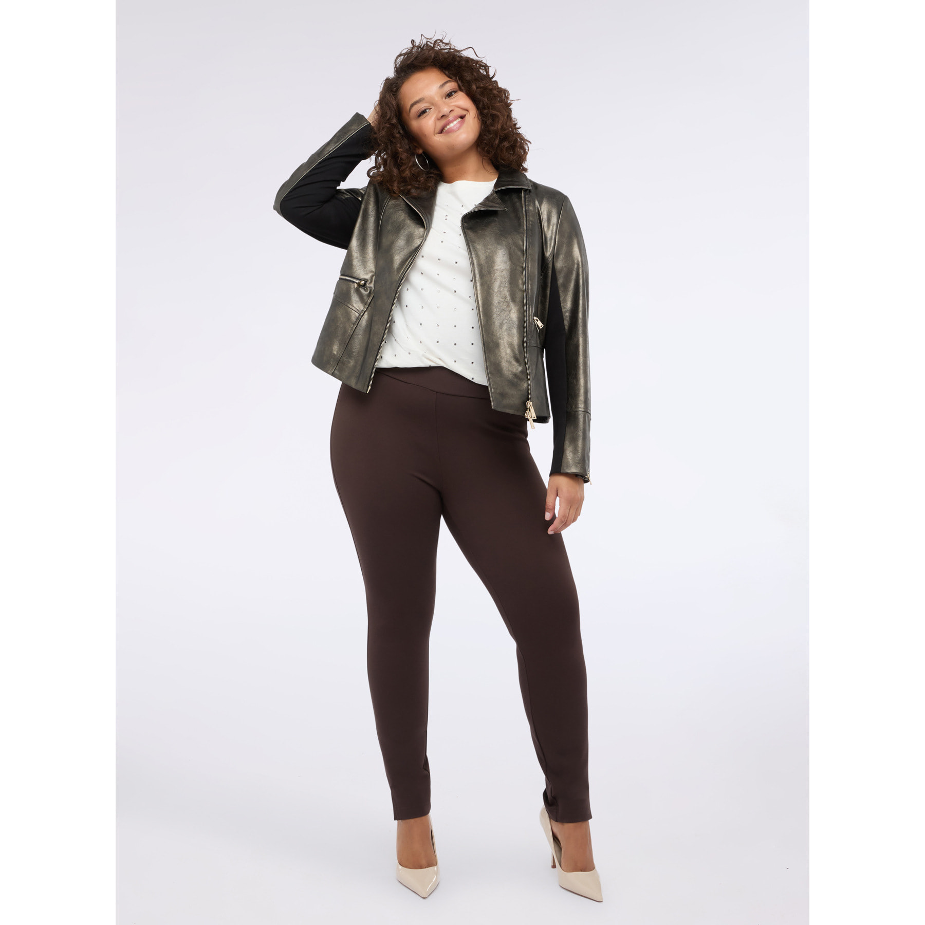 Fiorella Rubino - Leggings in punto Milano - Marrone