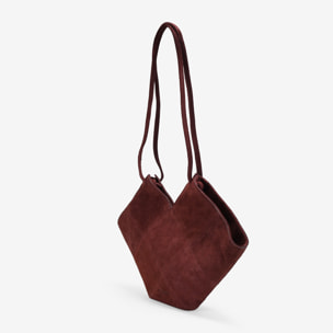 Bolso de hombro burdeos en serraje piel