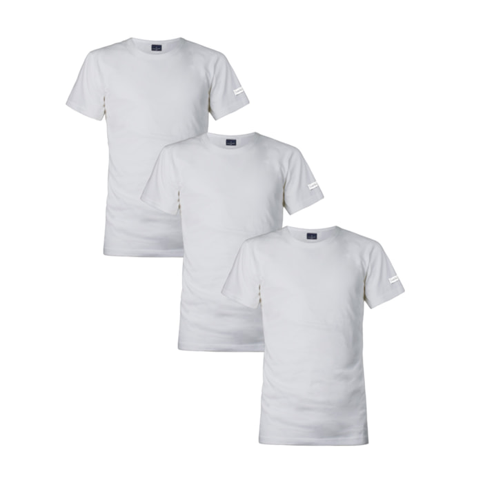 3 T-shirt da Uomo Girocollo in 100% Cotone Navigare, Art. 513 Bianco