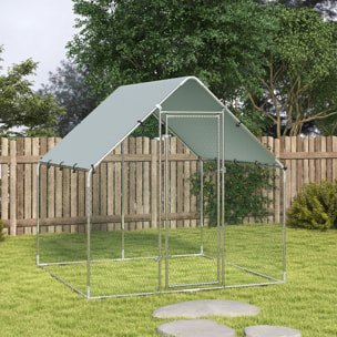 Enclos poulailler extérieur 4 m² bâche Oxford 420D anti-UV argent