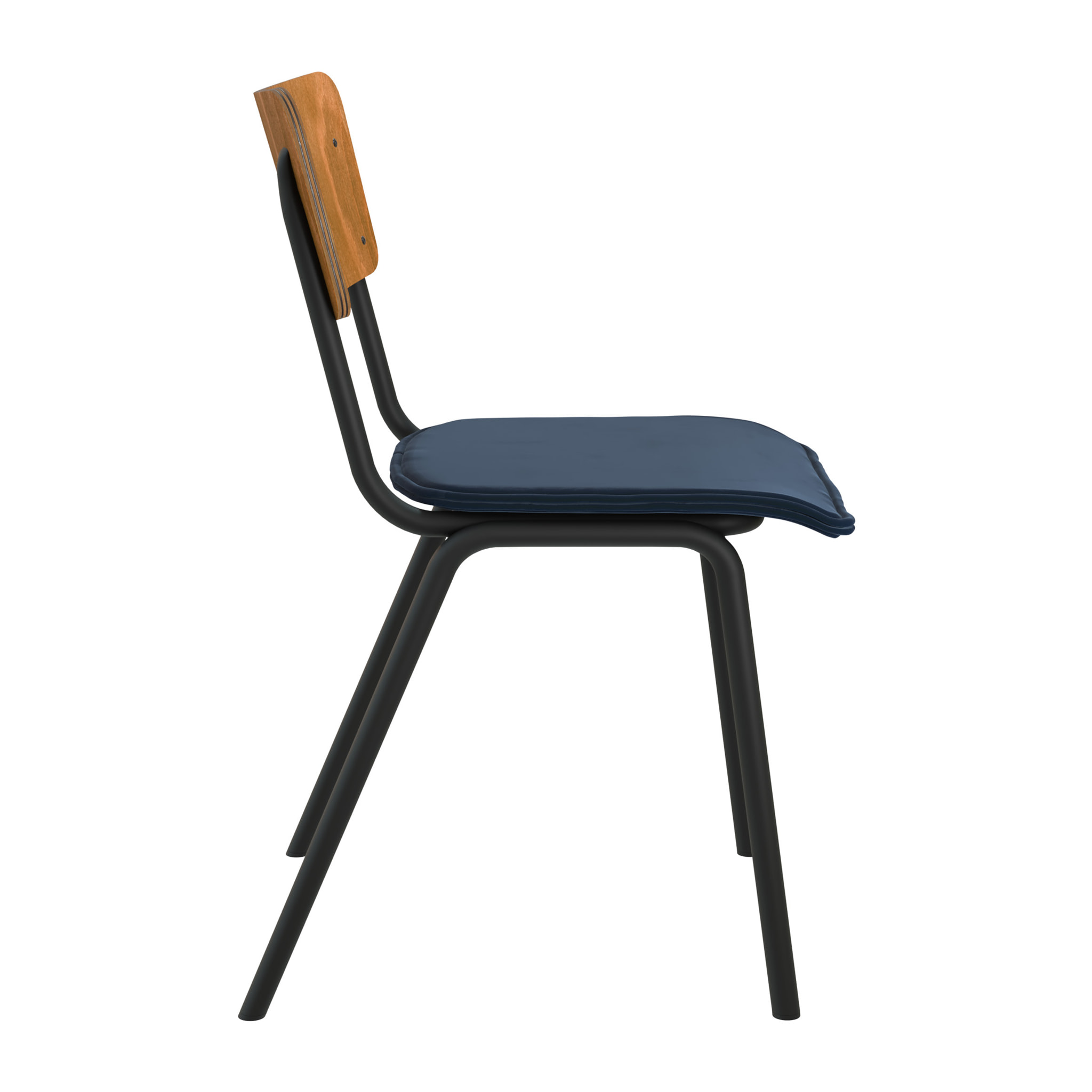 Lot de 2 chaises en bois foncé et velours bleu - Nico