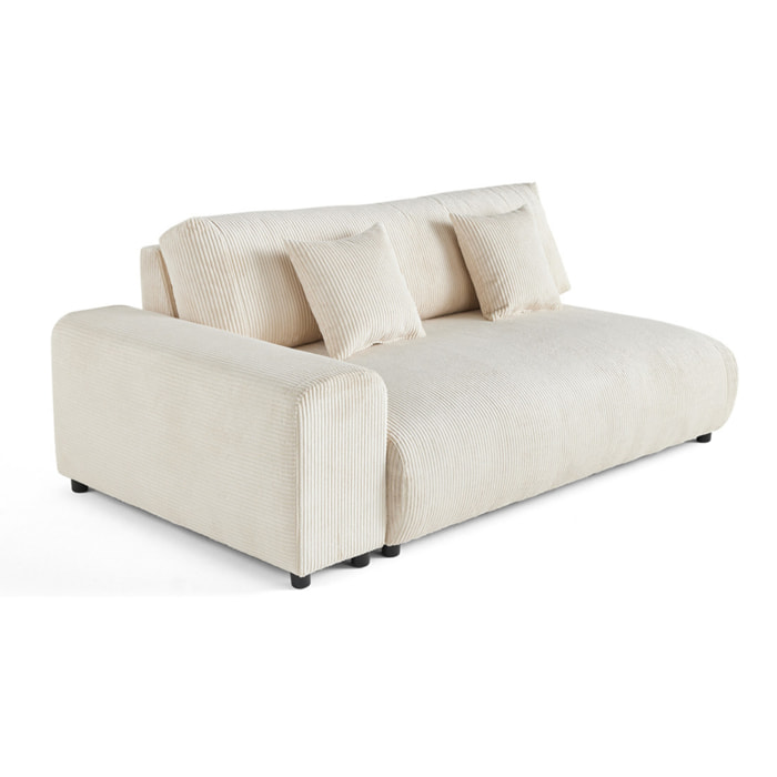 Garance - module d'assise 3 places avec accoudoir gauche - en velours côtelé - Beige