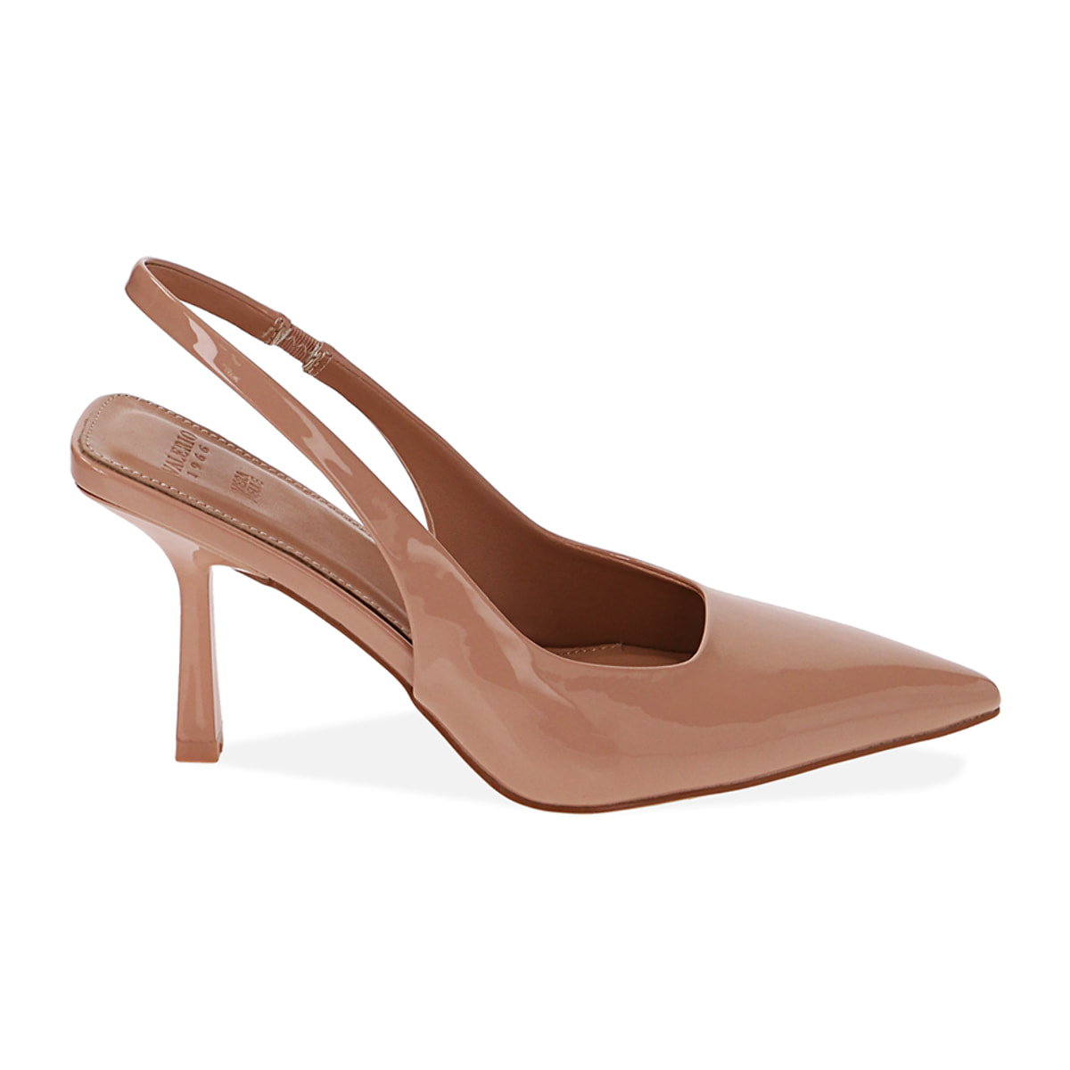 Décolleté slingback nude in vernice, tacco 8,5 cm