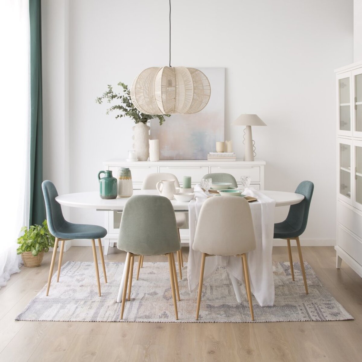 Table à manger extensible Didier -tableau en mdf-couleur laqué blanc mat 160 x 76 x 93 cm