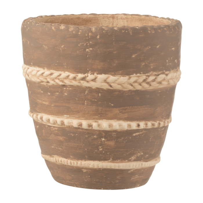 J-Line cache-pot Tresse - ciment  - marron - large - Ø 18 cm