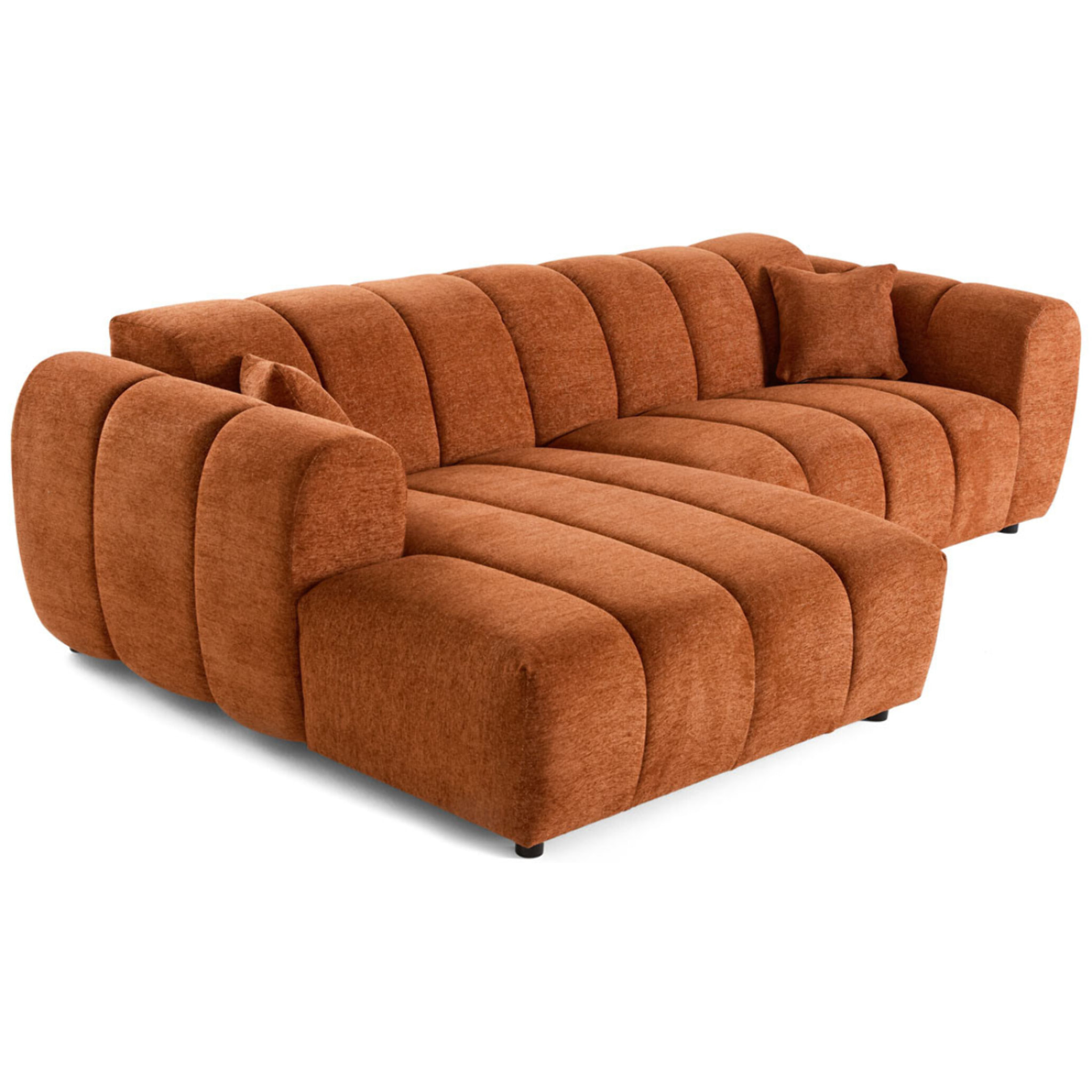 Curtis - canapé d'angle gauche 4 places en tissu texturé - Terracotta
