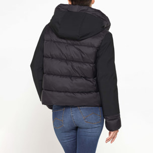 GIUBBINO CORTO CON CAPPUCCIO IN DOPPIO TESSUTO